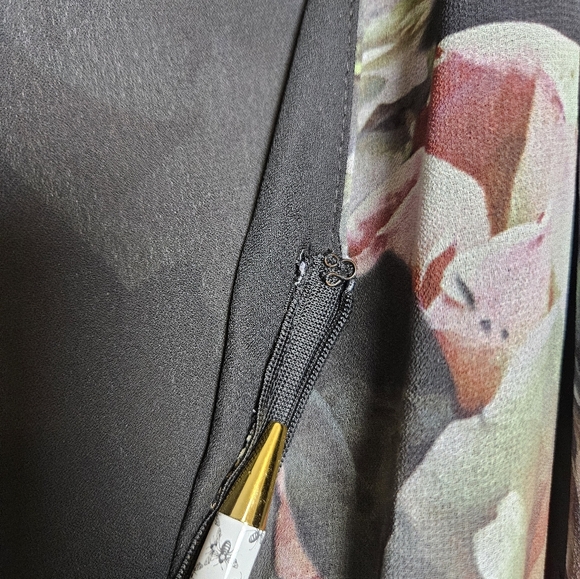 Betsey Johnson Floral Chiffon Midi Dress With Lace Trim Size 12 Style FC04W09M - Picture 6 of 13